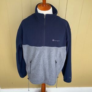 Champion athletic authentic apparel men XL 1/4 zip pullover w/mock collar navy/g